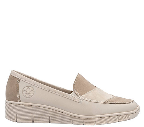 Pantofi casual, dama, RIEKER ANTISTRESS, 53785-60 bej, piele naturala